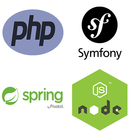 php, symfony, spring, node js